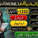 NUML Quetta Campus Jobs 2026 advertisement banner showing a female office employee holding application papers with details about 1232 vacancies, online apply process, eligibility criteria, salary, and last date for National University of Modern Languages jobs in Quetta Pakistan.