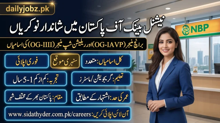 National Bank of Pakistan Jobs 2026 advertisement for Branch Manager and Relationship Manager career opportunities in retail banking.