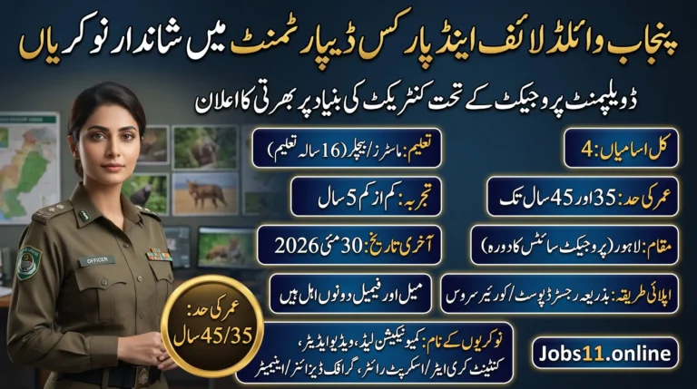 Punjab Wildlife and Parks Department Jobs 2026 feature image showing latest government vacancies, eligibility details, age limit, and application deadline.