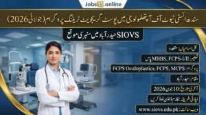 SIOVS Post Graduate Training Program 2026 advertisement for FCPS, FCPS Orbit and Oculoplastics, and MCPS residency programs in Hyderabad.