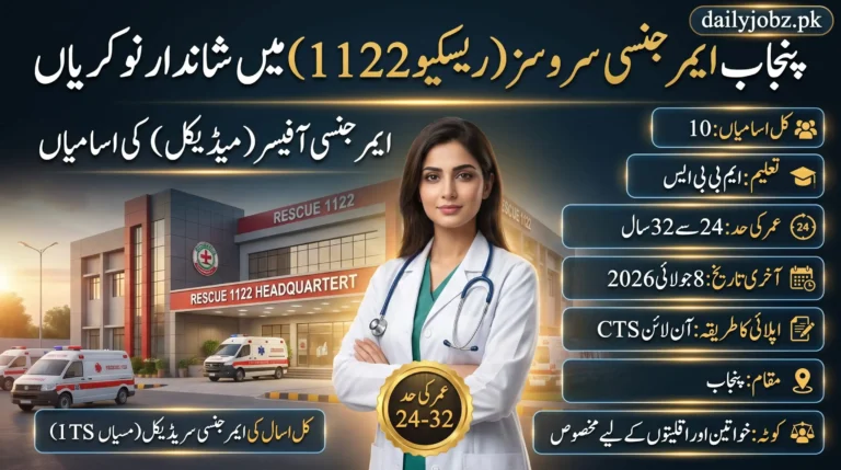 Emergency Officer (Medical) Jobs 2026 in Rescue 1122 Punjab – latest Rescue 1122 recruitment opportunity for MBBS candidates in Punjab.