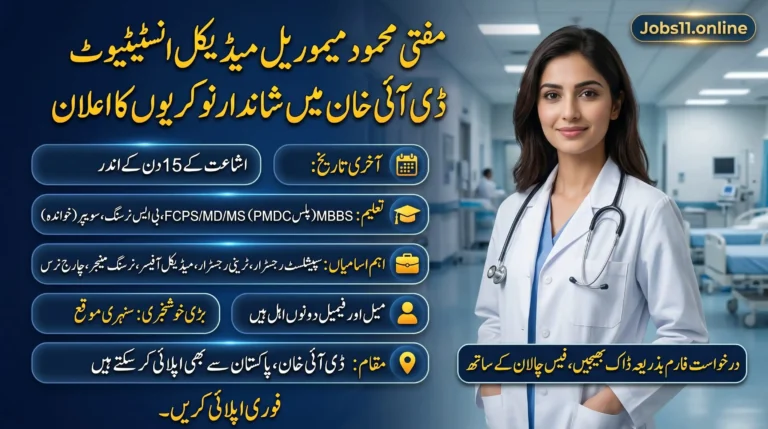 Mufti Mehmood Memorial Medical Teaching Institute DI Khan Jobs 2026 latest vacancies at DHQ Teaching Hospital Dera Ismail Khan