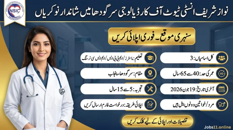 Nawaz Sharif Institute of Cardiology Sargodha Jobs 2026 latest career announcement for senior director positions in Punjab.