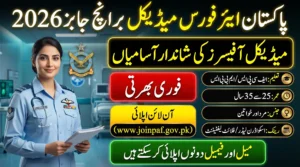 PAF Medical Branch Jobs 2026 online registration notice for Specialist and GDMO officers in Pakistan Air Force.