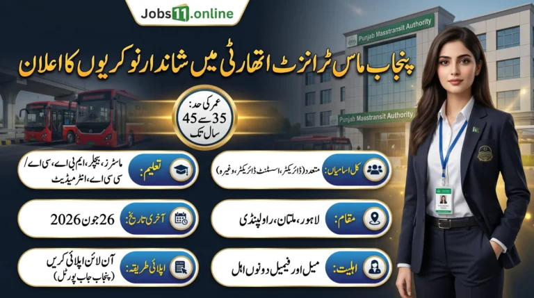 Punjab Masstransit Authority Jobs 2026 online apply for latest government career opportunities in Lahore, Multan, and Rawalpindi