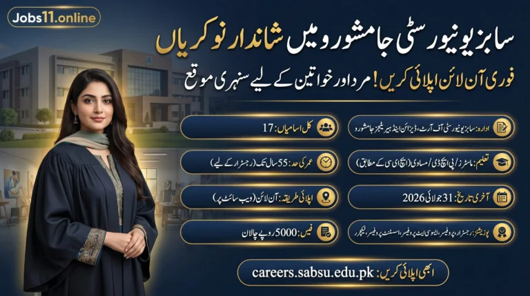 SABS University Jobs 2026 latest teaching and non-teaching vacancies in Jamshoro for eligible candidates in Sindh.