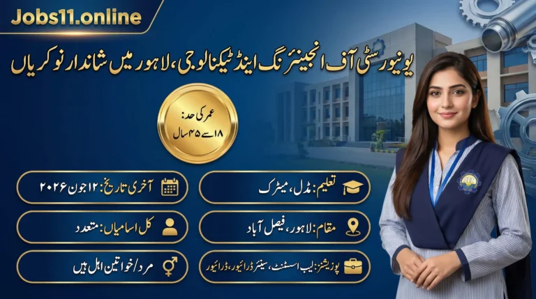 UET Lahore Jobs 2026 latest vacancies for Lab Assistant and Driver posts on contract basis.