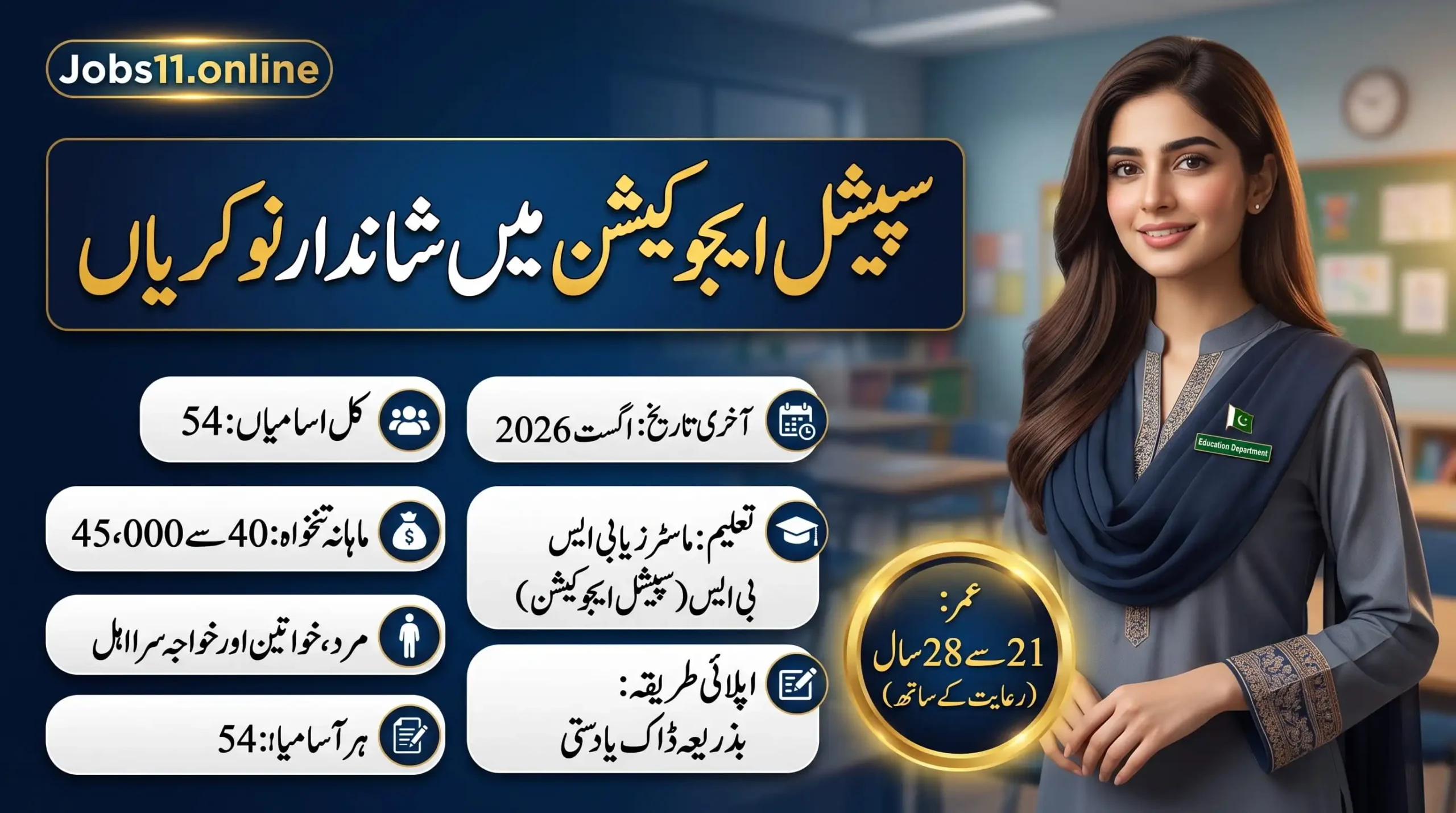 Special Education Department Jobs 2026 for 54 School Teaching Intern vacancies in Sargodha, Khushab, Mianwali and Bhakkar.